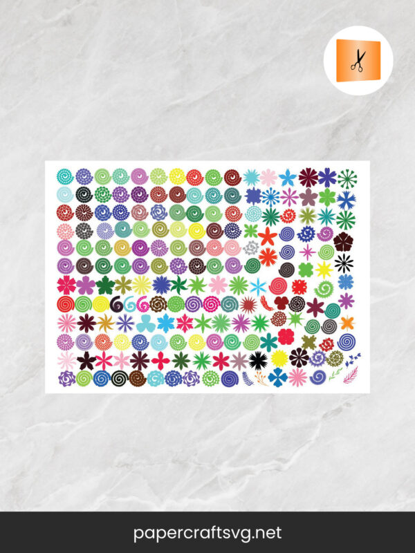 192 Rolled Flower SVG Bundle, Paper Flower Cut Files for Cricut & Silhouette