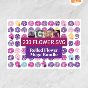 230 Rolled Flowers SVG Bundle, 3D Paper Flower Templates for Cricut & Silhouette
