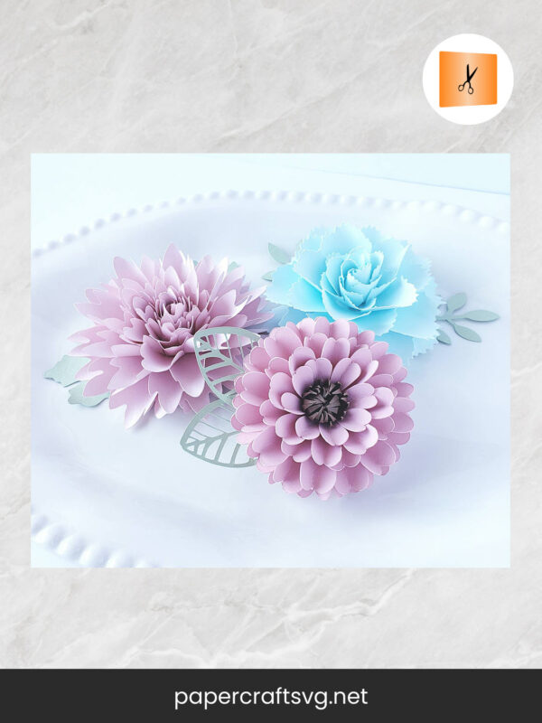 3D Flower Template Bundle, 3 SVG Paper Cut File