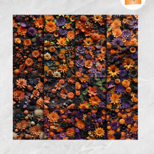 3d Halloween Flowers - 3d Floral Seamless Patterns