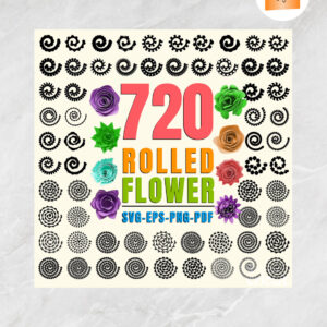 720 Rolled Flower SVG, 3D Flower for Cricut & Silhouette