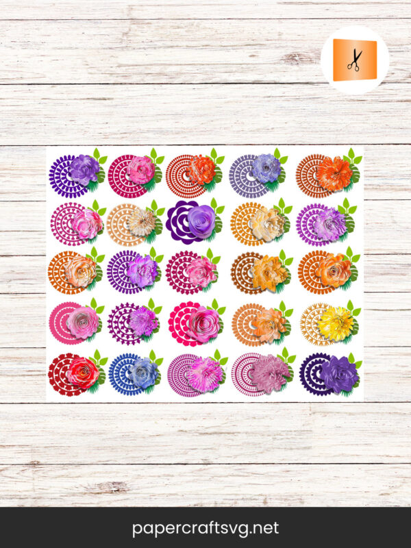 82 Rolled Flower SVG Bundle, 3D Paper Flowers for Cricut & Silhouette