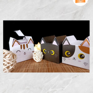 Cute Cat Ear Gift Box Bundle, 3 Template SVG Paper Cut File