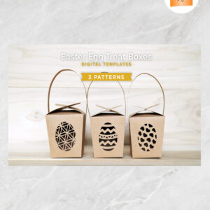 Easter Egg Treat Boxes Template Bundle, 3 Patterns SVG Paper Cut File