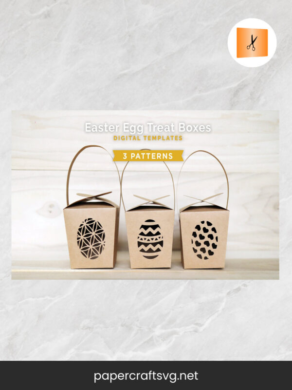 Easter Egg Treat Boxes Template Bundle, 3 Patterns SVG Paper Cut File