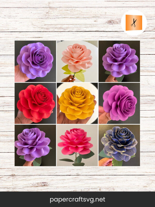Paper Flower Template, Paper Rose SVG