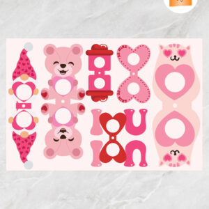 Pink Lollipop Holders SVG Bundle, 6 Valentine SVG Paper Cut File