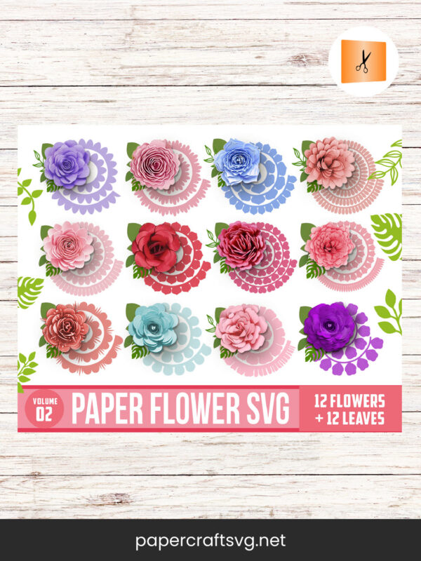 Rolled Flower SVG Template, Digital Download for DIY Paper Flower Decor​