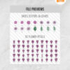 SET of 50 Petals, 4 Bases, 6 Centers and 4 Leaves, Paper Flower Template SVG