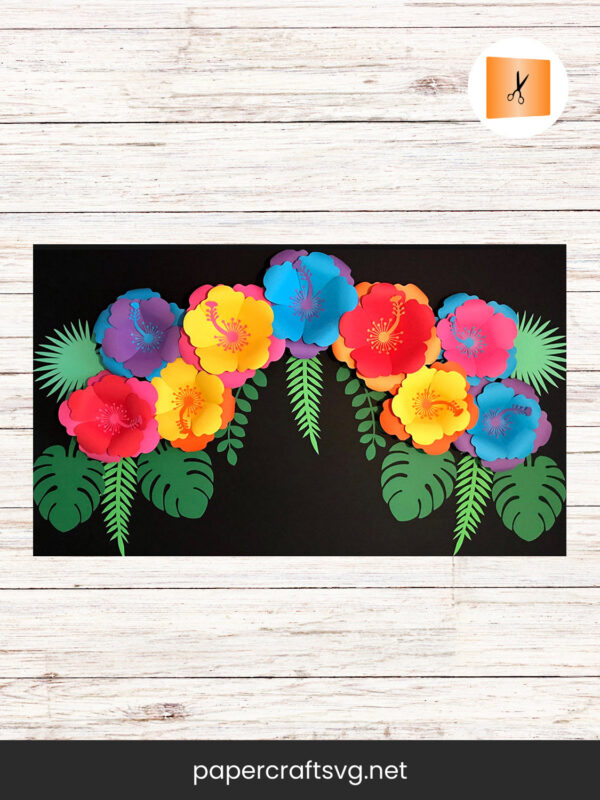 SVG Paper Flower Hibiscus Template, TROPICAL SET Hawaiian Flower
