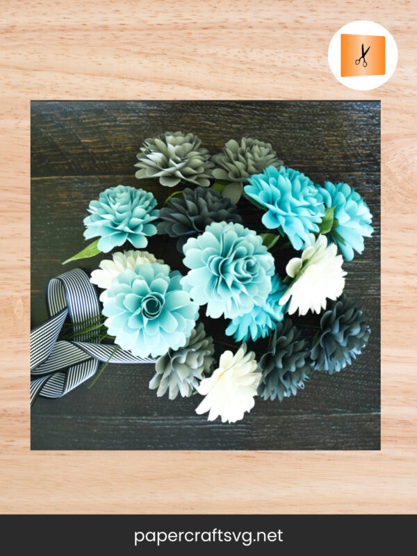 Small Dahlia Paper Flower Template, DIY Wedding Bouquet SVG & PDF Pattern