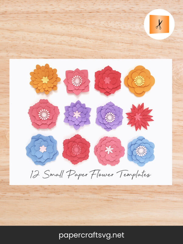 Small Paper Flower SVG Templates for DIY Crafts, Compatible with Cricut & Silhouette
