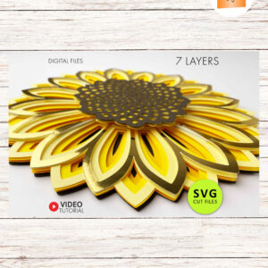 Sunflower SVG, Shadow Box SVG, Mandala SVG, Glowforge SVG