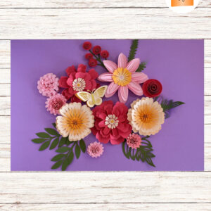 Unique Whimsical 3D Paper Flower SVG Bundle: Rolled Flower SVG, Layered Flowers, Leaves & Butterflies Templates