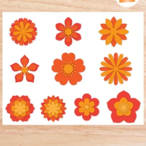 20 Small Paper Flower Templates SVG, DIY Floral Clipart, PNG & Cut Files for Cricut and Silhouette