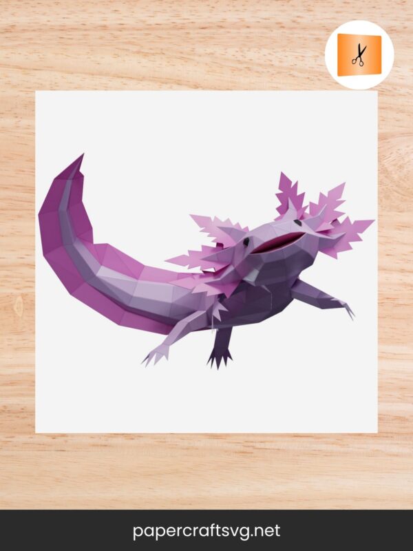 3D Axolotl Paper Sculpture, Printable DIY Papercraft PDF