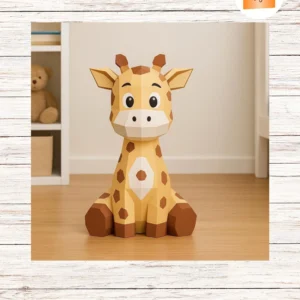 3D Giraffe Papercraft Template, DIY Jungle Safari Decor for Nursery & Kids Room