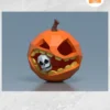3D Halloween Pumpkin with Skull Papercraft, DIY Low Poly Template