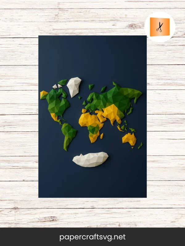 3D World Map Papercraft with Animals, DIY Paper Model Template PDF