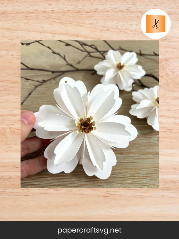 Blossom Paper Flower SVG Cut File, Spring & Summer Floral Decoration for Cricut & Silhouette