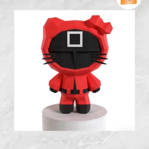 Cat Squid 3D Papercraft Template, Low Poly Geometric Animal Wall Art & DIY Modern Decor