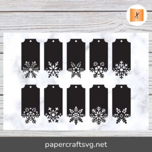 Christmas Snowflake Gift Tags SVG Bundle, 10 Design Cut Files
