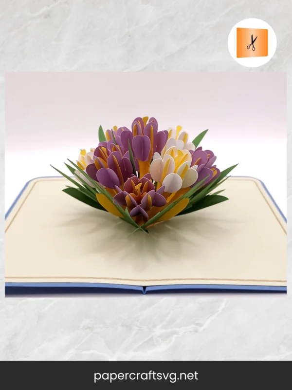 Crocus Pop-Up Card SVG, DIY Flower Card Template