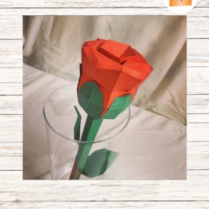 DIY 3D Papercraft Rose Flower Template, Low Poly Printable Model