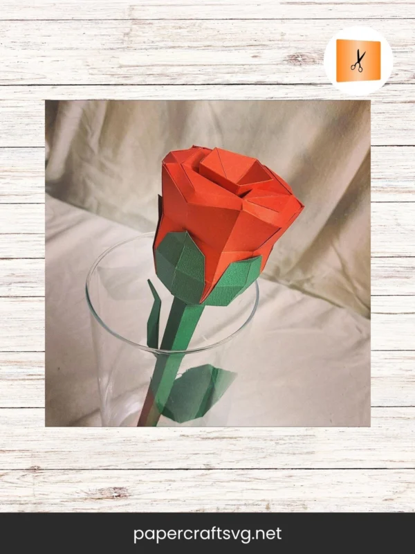 DIY 3D Papercraft Rose Flower Template, Low Poly Printable Model