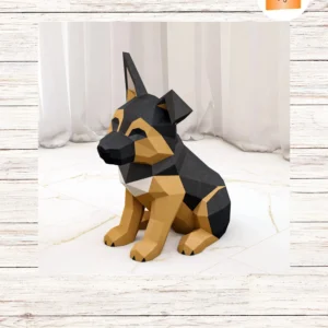 German Shepherd Dog 3D Papercraft, Low Poly DIY Template for Cricut