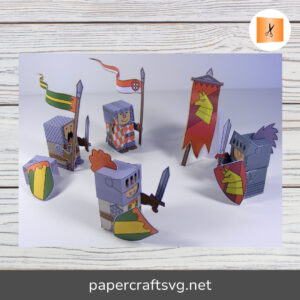 Medieval Knights & Soldiers Paper Toys, Mini People Cut & Assemble Kit