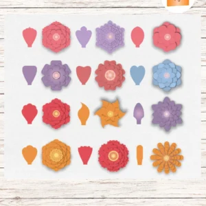 Mega Paper Flower Template SVG, 70 Petals + Leaves, Bases & Centers, Giant Floral Cut Files for Cricut & Silhouette