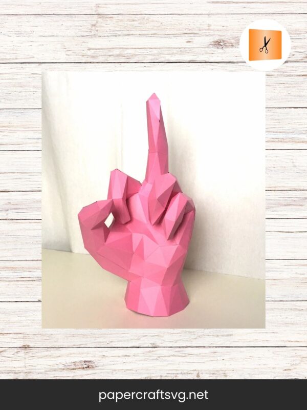 Middle Finger 3D Papercraft Template, Funny DIY Sculpture