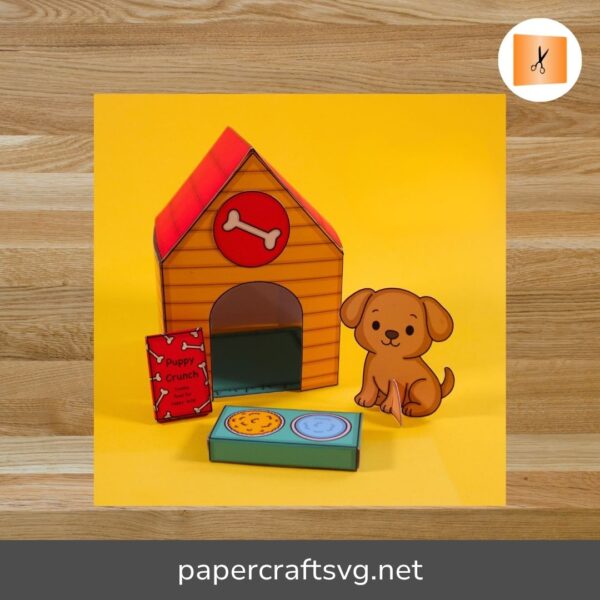 Printable Puppy House Craft, DIY Dog Paper Toy, Pretend Play Activity for Kids
