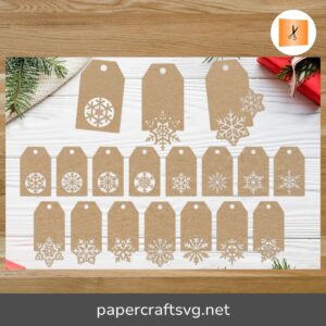 Snowflake Christmas Gift Tags Bundle, SVG Cut Files