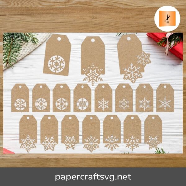 Snowflake Christmas Gift Tags Bundle, SVG Cut Files