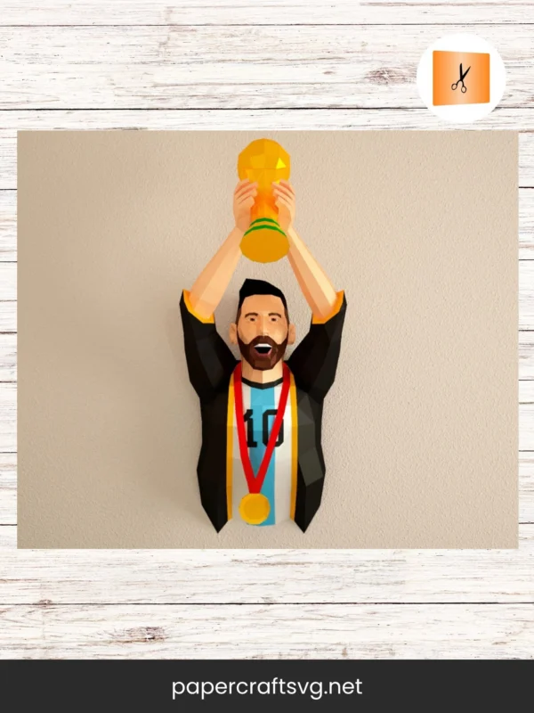 Soccer Leo Messi 3D Papercraft Template, DIY Low Poly Paper Sculpture
