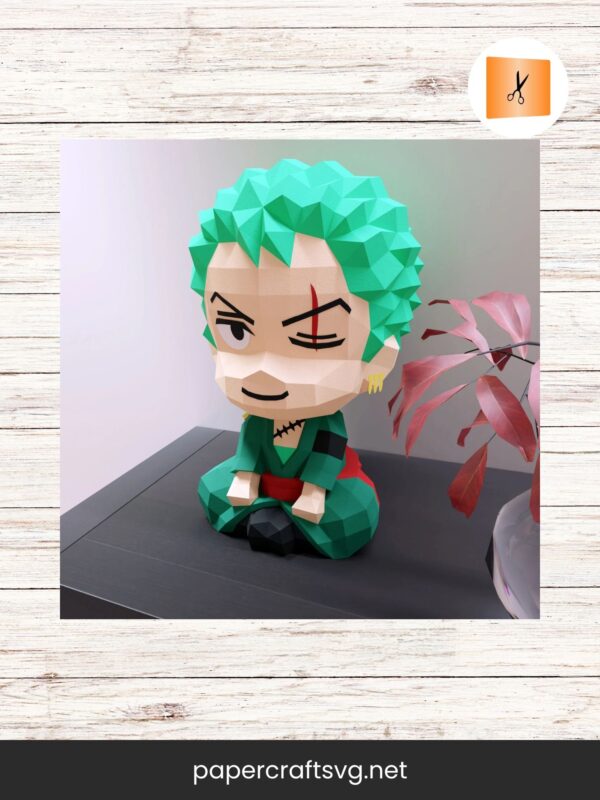 Zoro 3D Papercraft Template, One Piece Origami Model