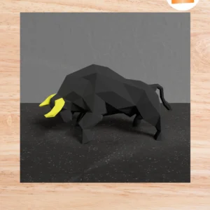 3D Bull Papercraft Template, DIY Low Poly Animal Model for Home Decor