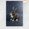 3D Bunny Papercraft Template, DIY Low Poly Rabbit Paper Model