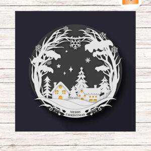 3D Christmas Wreath SVG, Winter Pine Tree Papercraft Template, Cardstock Wall Decor for Cricut & Silhouette