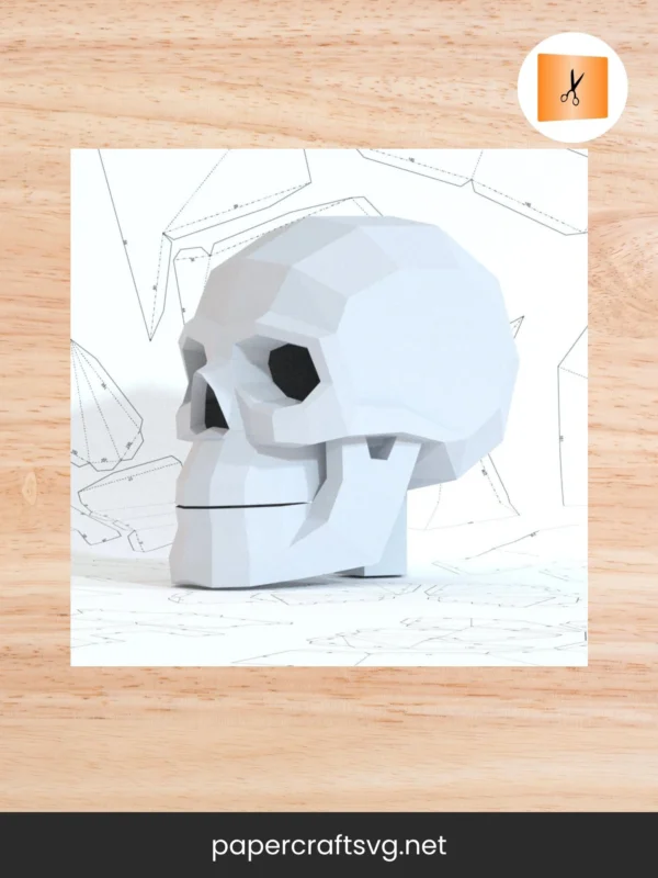 3D Skull Papercraft Template, DIY Origami PDF Download