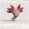 Axolotl Mask Papercraft, 3D Low Poly Paper Sculpture Template