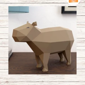 Capybara Papercraft 3D Template, DIY Low Poly Animal Sculpture