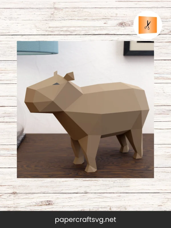 Capybara Papercraft 3D Template, DIY Low Poly Animal Sculpture