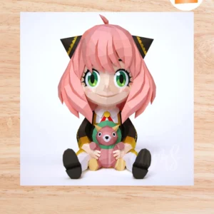 DIY Anya Forger Papercraft, Spy x Family Low Poly Paper Model