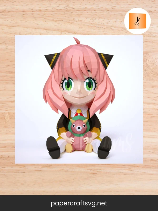 DIY Anya Forger Papercraft, Spy x Family Low Poly Paper Model