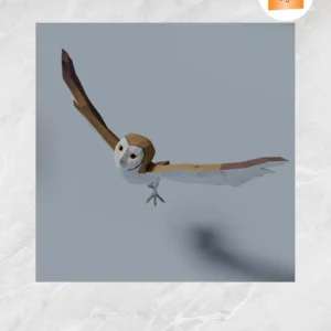 Flying Owl 3D Papercraft Template, Low Poly DIY Model
