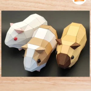 Guinea Pig Paper Craft Template, 3D Low Poly Cuy SVG PDF Files