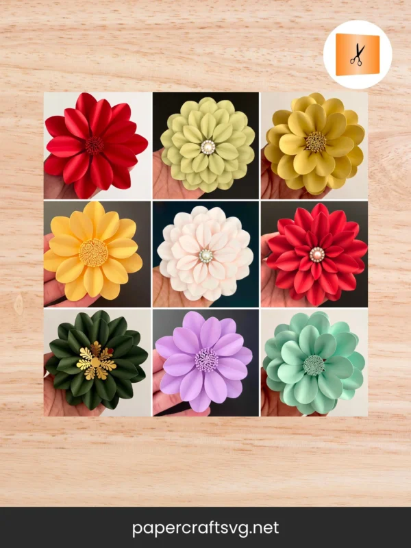 Mini Paper Flower Template SVG, 5 Styles in 1 File with Video Tutorials, Resizable Floral Cut Files
